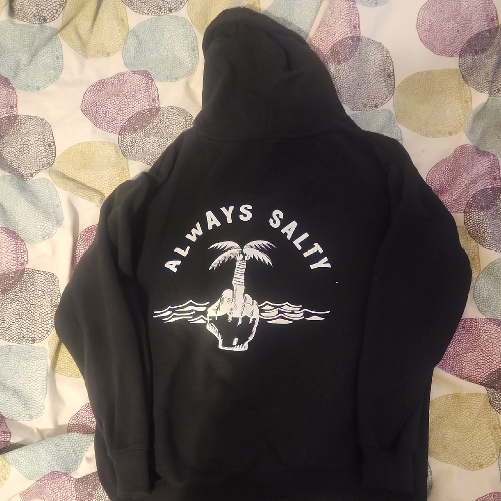 Always Salty Black Graphic Hoodie Jacket